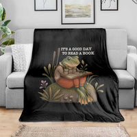 Cute Frog Reading Throw Blanket It Is A Good Day To Read A Book - Wonder Print Shop