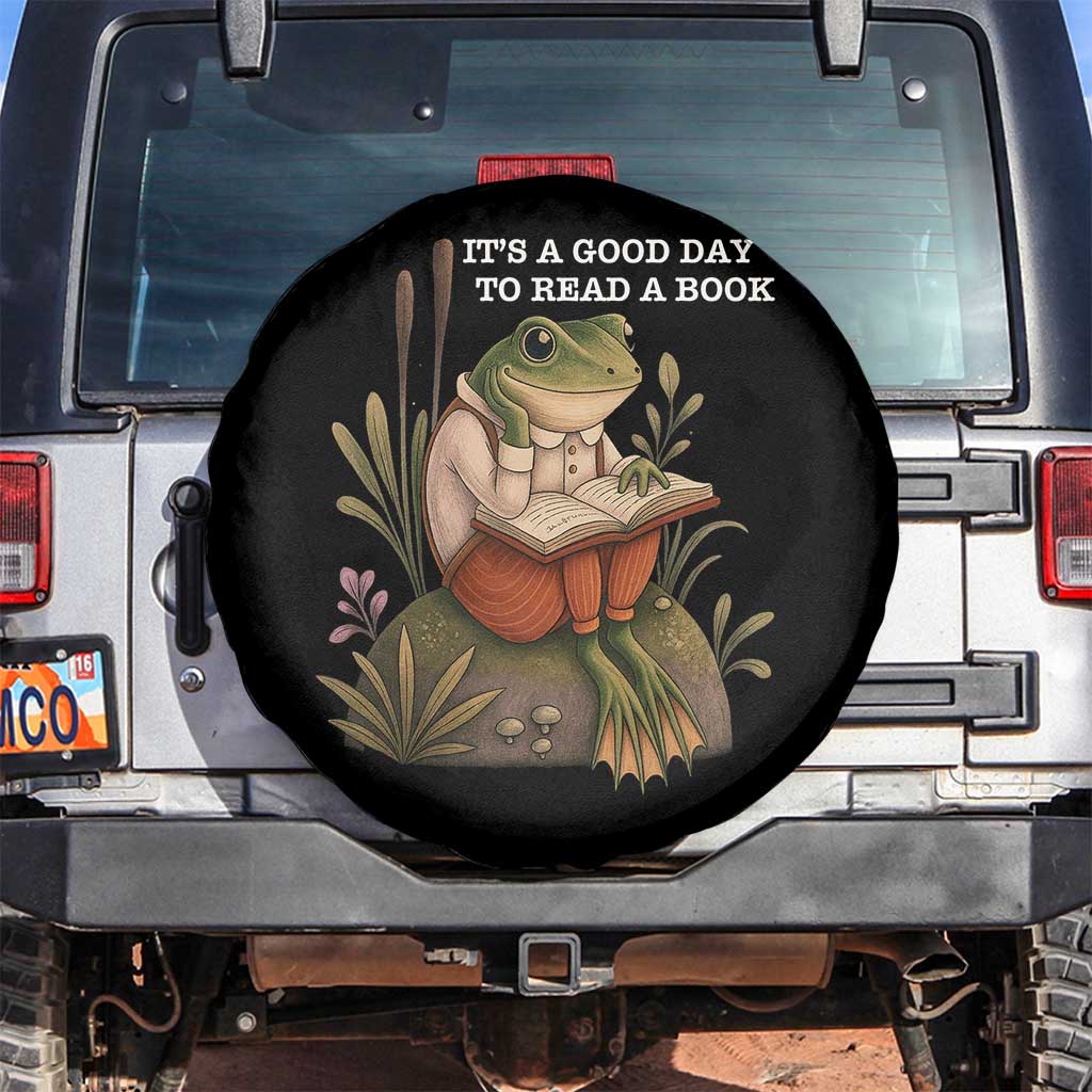 Cute Frog Reading Spare Tire Cover It Is A Good Day To Read A Book - Wonder Print Shop