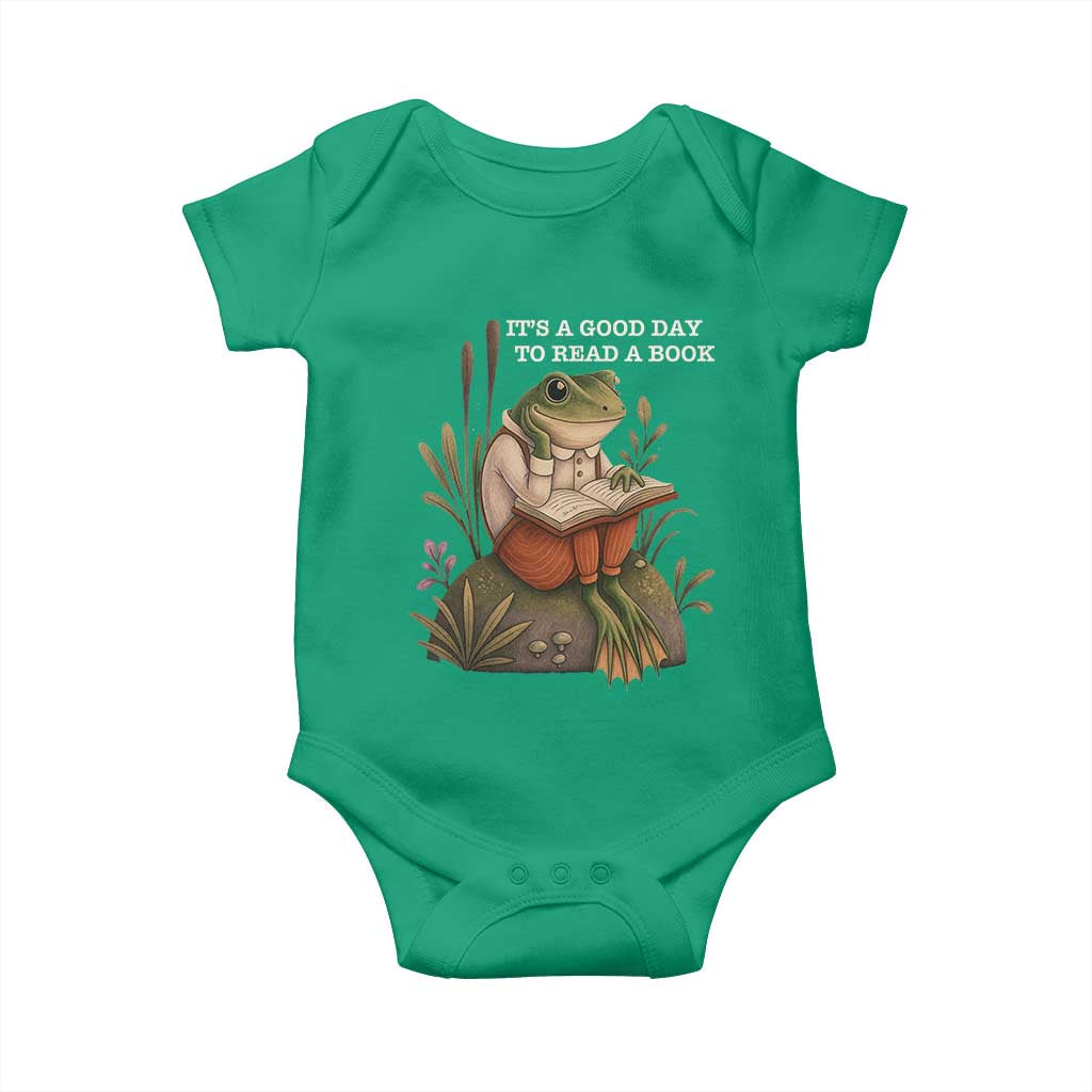 Cute Frog Reading Baby Onesie It Is A Good Day To Read A Book - Wonder Print Shop