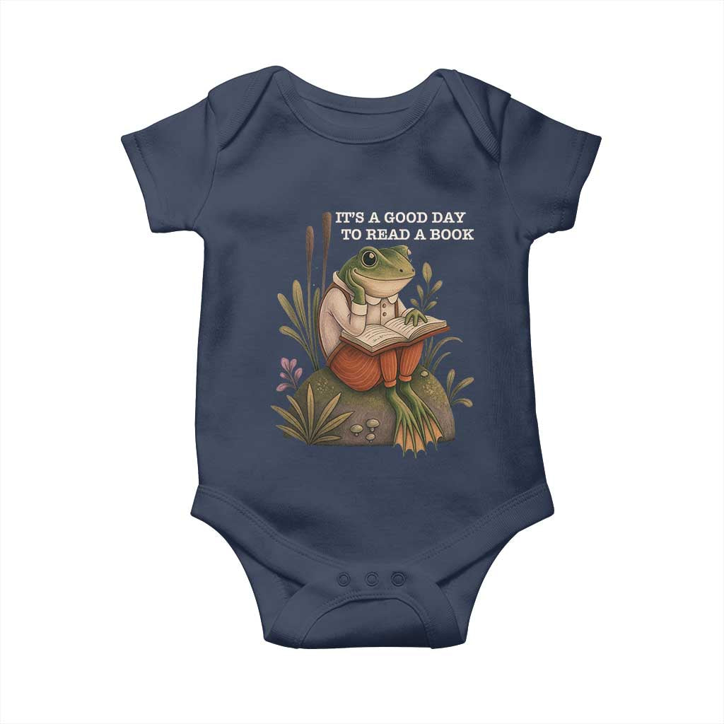 Cute Frog Reading Baby Onesie It Is A Good Day To Read A Book - Wonder Print Shop