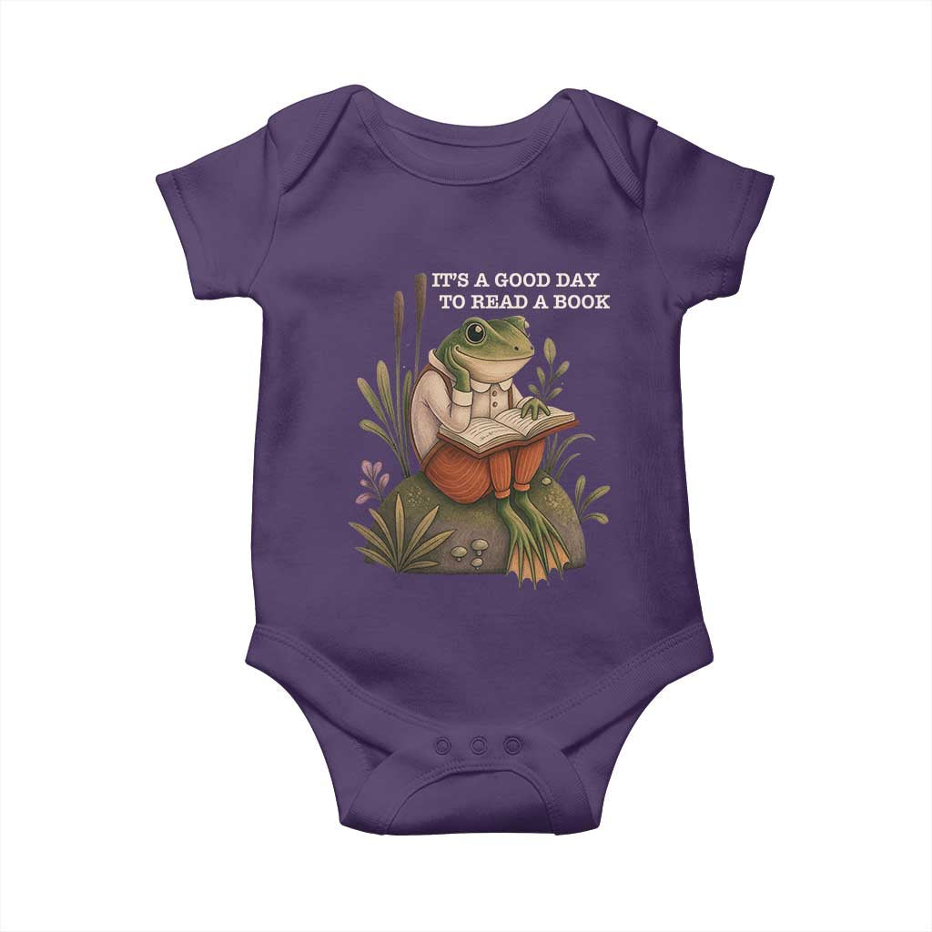 Cute Frog Reading Baby Onesie It Is A Good Day To Read A Book - Wonder Print Shop