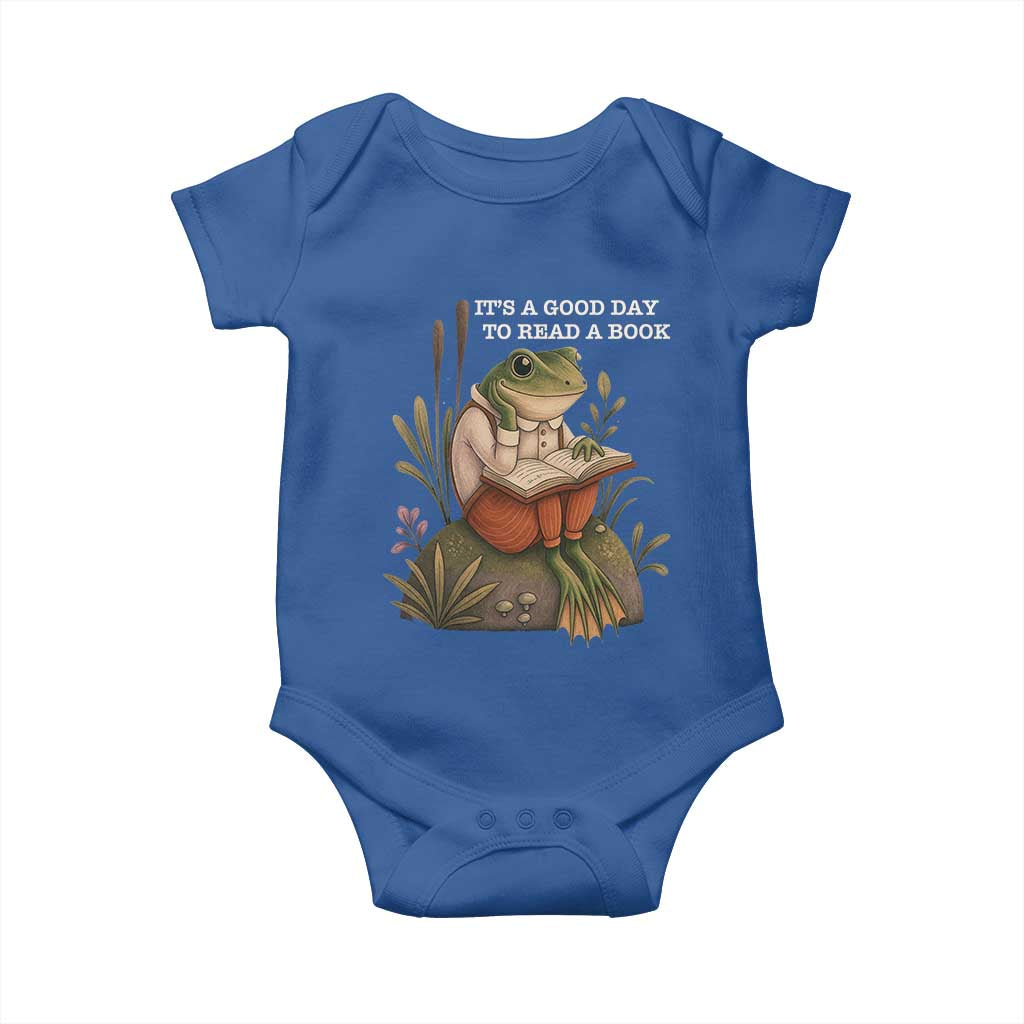 Cute Frog Reading Baby Onesie It Is A Good Day To Read A Book - Wonder Print Shop