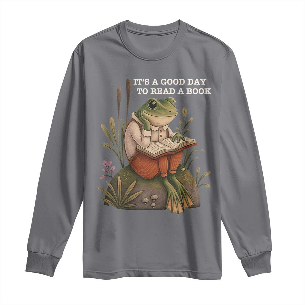 Cute Frog Reading Long Sleeve Shirt It Is A Good Day To Read A Book - Wonder Print Shop