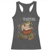 Cute Frog Reading Racerback Tank Top It Is A Good Day To Read A Book - Wonder Print Shop