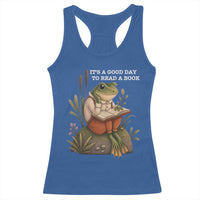 Cute Frog Reading Racerback Tank Top It Is A Good Day To Read A Book - Wonder Print Shop