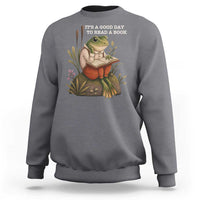 Cute Frog Reading Sweatshirt It Is A Good Day To Read A Book - Wonder Print Shop