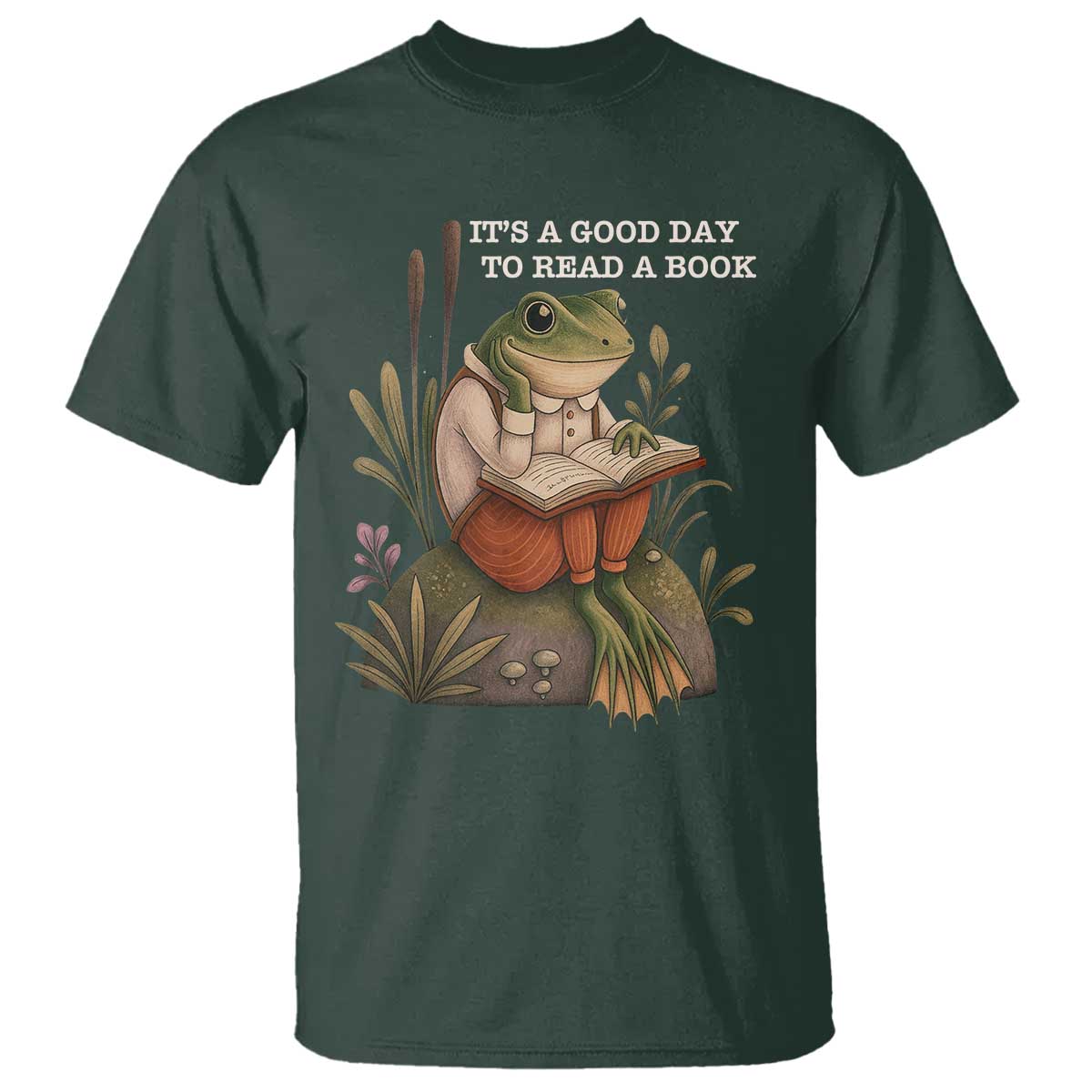 Cute Frog Reading T Shirt It Is A Good Day To Read A Book - Wonder Print Shop