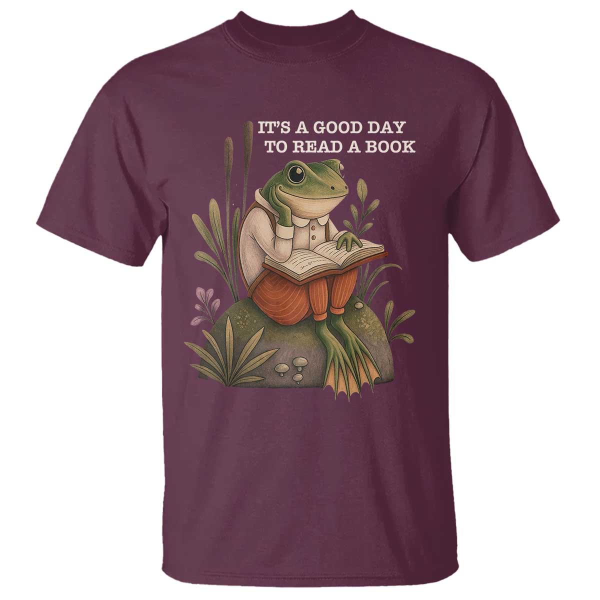 Cute Frog Reading T Shirt It Is A Good Day To Read A Book - Wonder Print Shop