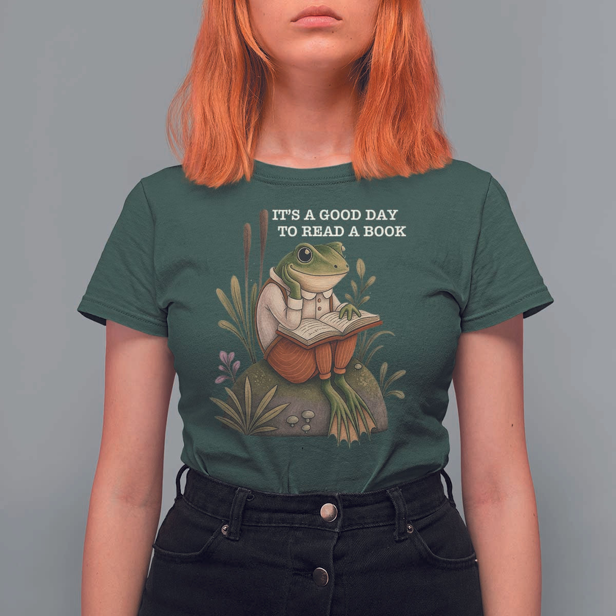 Cute Frog Reading T Shirt For Women It Is A Good Day To Read A Book - Wonder Print Shop