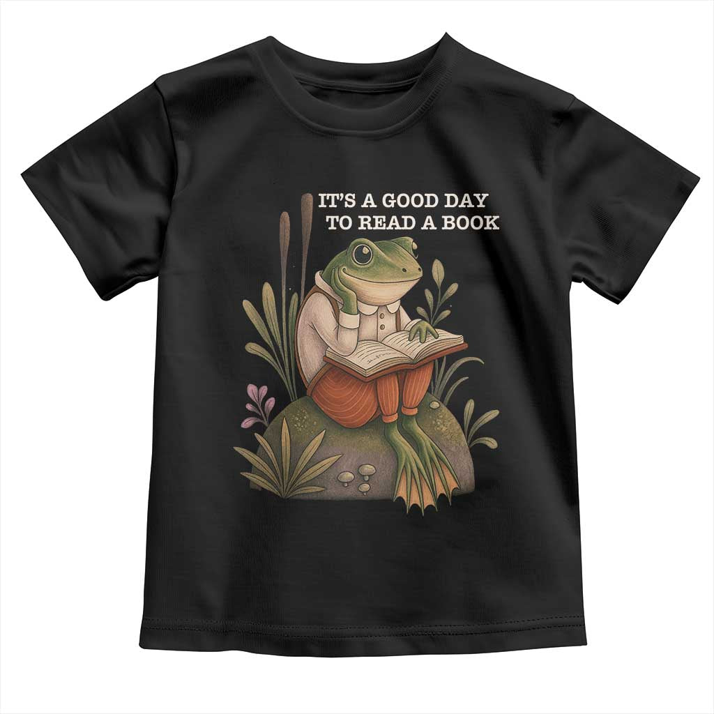 Cute Frog Reading Toddler T Shirt It Is A Good Day To Read A Book - Wonder Print Shop