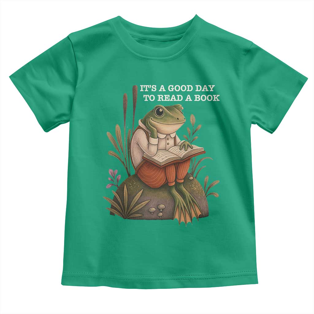 Cute Frog Reading Toddler T Shirt It Is A Good Day To Read A Book - Wonder Print Shop