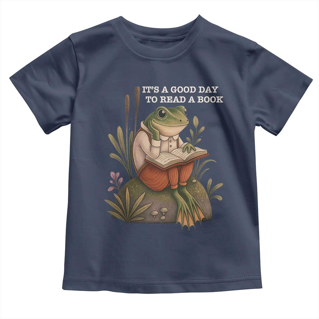 Cute Frog Reading Toddler T Shirt It Is A Good Day To Read A Book - Wonder Print Shop
