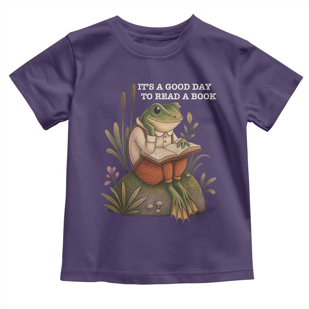 Cute Frog Reading Toddler T Shirt It Is A Good Day To Read A Book - Wonder Print Shop