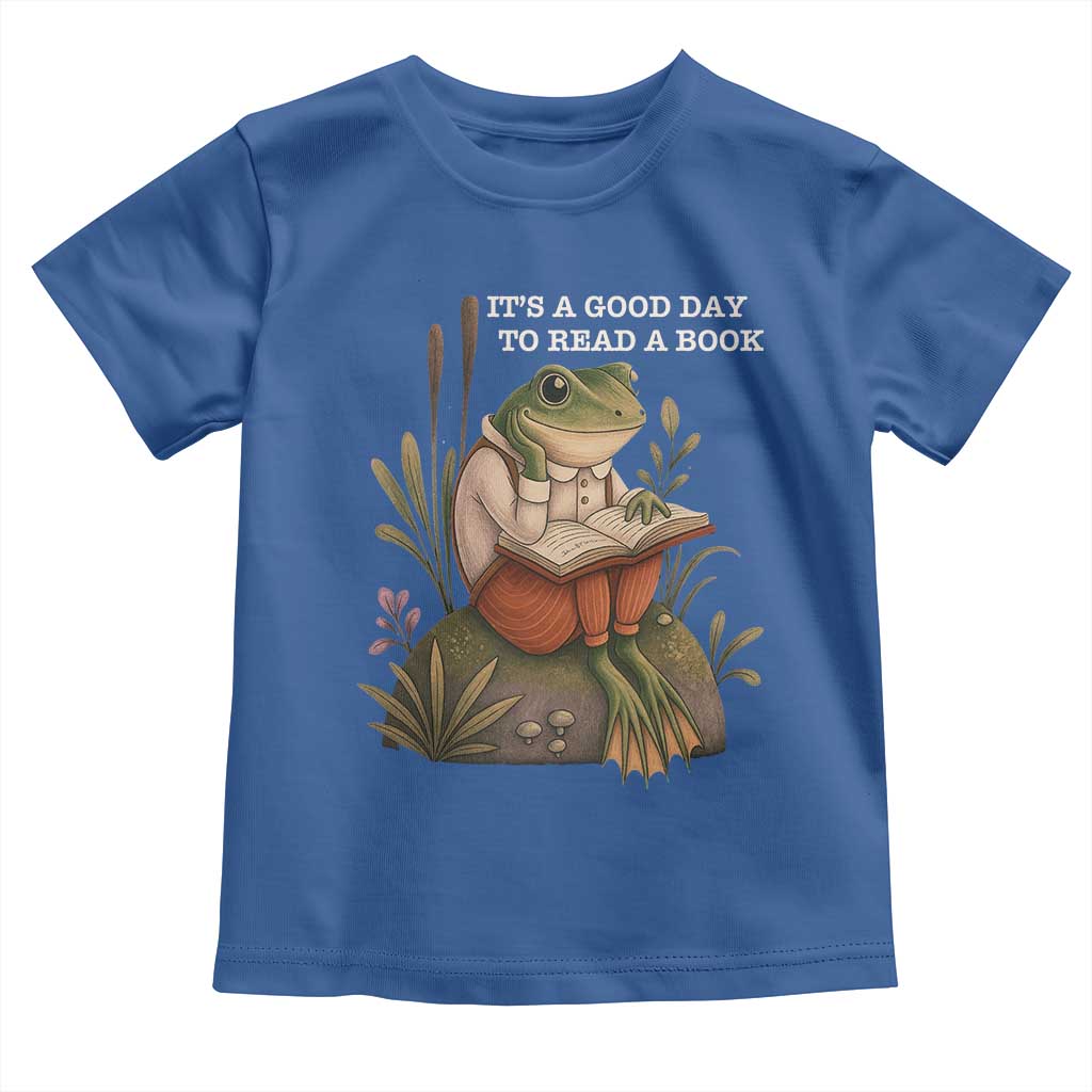 Cute Frog Reading Toddler T Shirt It Is A Good Day To Read A Book - Wonder Print Shop