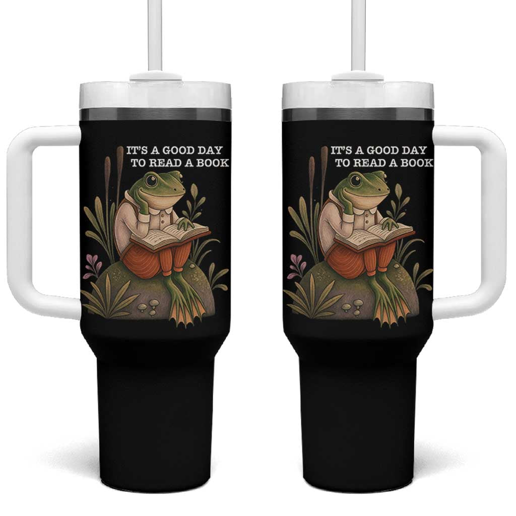 Cute Frog Reading Tumbler With Handle It Is A Good Day To Read A Book