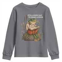 Cute Frog Reading Youth Sweatshirt It Is A Good Day To Read A Book - Wonder Print Shop