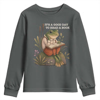 Cute Frog Reading Youth Sweatshirt It Is A Good Day To Read A Book - Wonder Print Shop