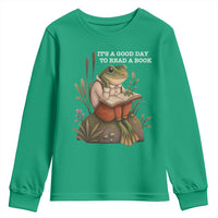 Cute Frog Reading Youth Sweatshirt It Is A Good Day To Read A Book - Wonder Print Shop