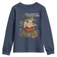 Cute Frog Reading Youth Sweatshirt It Is A Good Day To Read A Book - Wonder Print Shop