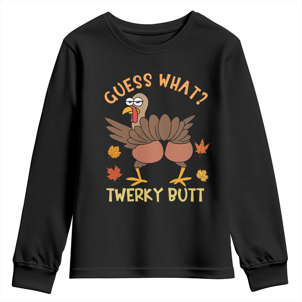 Funny Turkey Thanksgiving Youth Sweatshirt Guess What Twerky Butt - Wonder Print Shop
