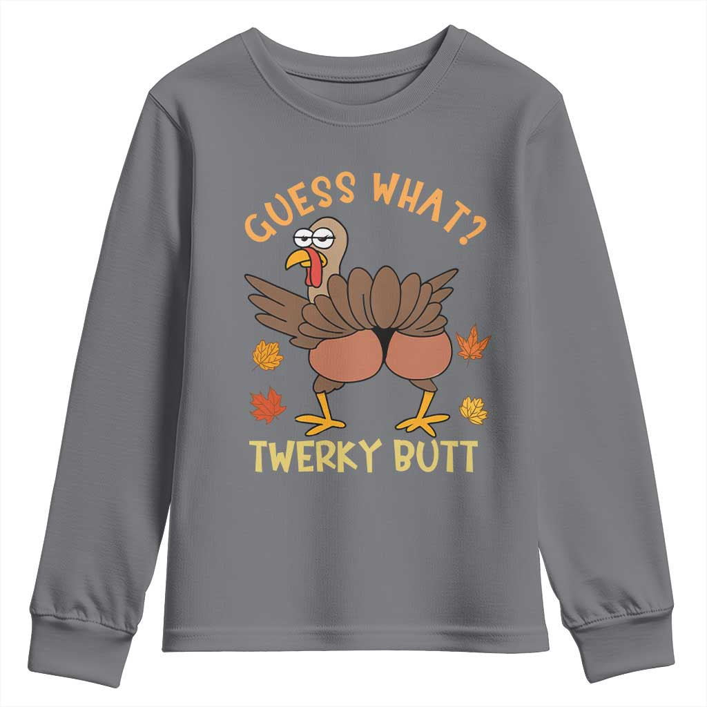 Funny Turkey Thanksgiving Youth Sweatshirt Guess What Twerky Butt - Wonder Print Shop