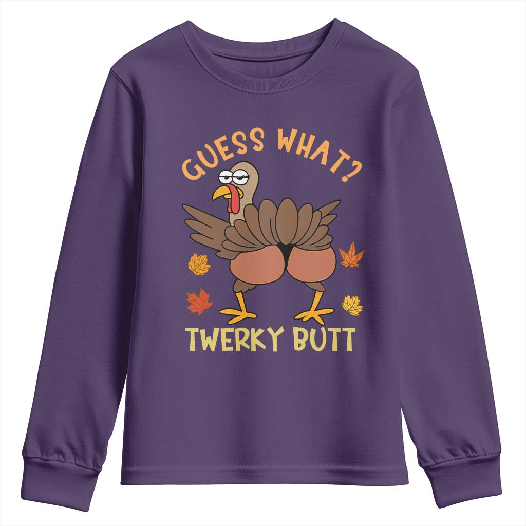 Funny Turkey Thanksgiving Youth Sweatshirt Guess What Twerky Butt - Wonder Print Shop