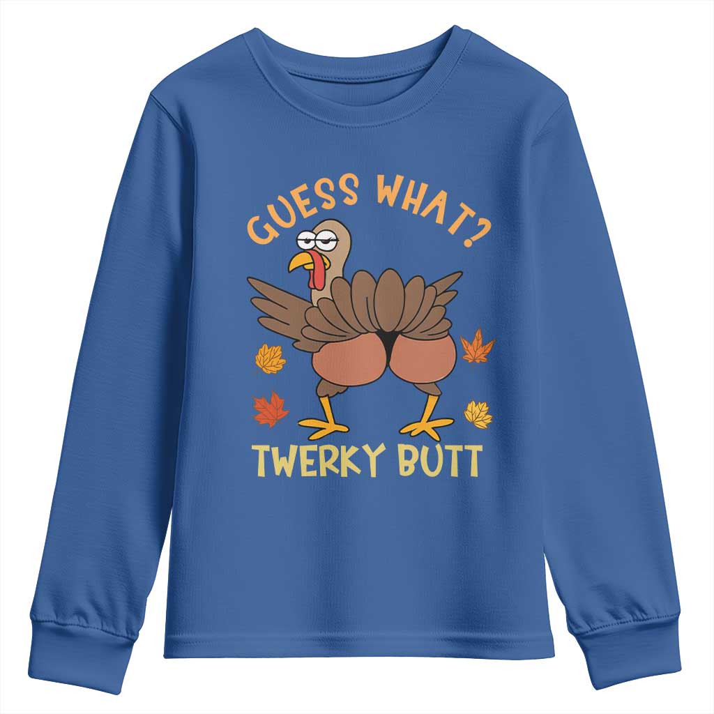 Funny Turkey Thanksgiving Youth Sweatshirt Guess What Twerky Butt - Wonder Print Shop