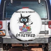 Funny Retired Cat Crochet Spare Tire Cover What Day Is Today Who Cares I Am Retired - Wonder Print Shop