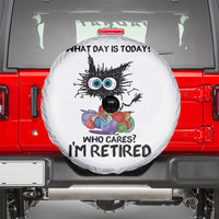Funny Retired Cat Crochet Spare Tire Cover What Day Is Today Who Cares I Am Retired - Wonder Print Shop