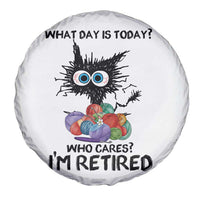 Funny Retired Cat Crochet Spare Tire Cover What Day Is Today Who Cares I Am Retired - Wonder Print Shop