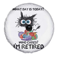 Funny Retired Cat Crochet Spare Tire Cover What Day Is Today Who Cares I Am Retired - Wonder Print Shop