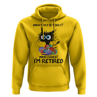 Funny Retired Cat Crochet Hoodie What Day Is Today Who Cares I Am Retired - Wonder Print Shop
