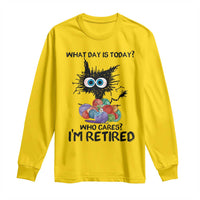 Funny Retired Cat Crochet Long Sleeve Shirt What Day Is Today Who Cares I Am Retired - Wonder Print Shop
