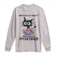 Funny Retired Cat Crochet Long Sleeve Shirt What Day Is Today Who Cares I Am Retired - Wonder Print Shop