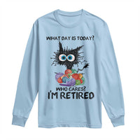 Funny Retired Cat Crochet Long Sleeve Shirt What Day Is Today Who Cares I Am Retired - Wonder Print Shop