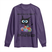 Funny Retired Cat Crochet Long Sleeve Shirt What Day Is Today Who Cares I Am Retired - Wonder Print Shop
