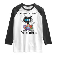 Funny Retired Cat Crochet Raglan Shirt What Day Is Today Who Cares I Am Retired - Wonder Print Shop