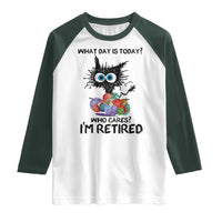 Funny Retired Cat Crochet Raglan Shirt What Day Is Today Who Cares I Am Retired - Wonder Print Shop