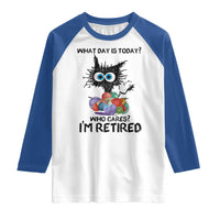 Funny Retired Cat Crochet Raglan Shirt What Day Is Today Who Cares I Am Retired - Wonder Print Shop