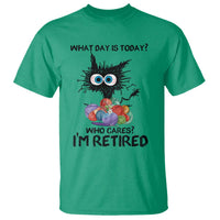 Funny Retired Cat Crochet T Shirt What Day Is Today Who Cares I Am Retired - Wonder Print Shop
