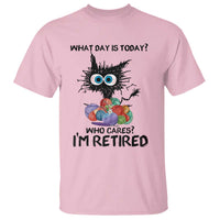 Funny Retired Cat Crochet T Shirt What Day Is Today Who Cares I Am Retired - Wonder Print Shop