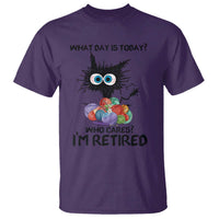Funny Retired Cat Crochet T Shirt What Day Is Today Who Cares I Am Retired - Wonder Print Shop