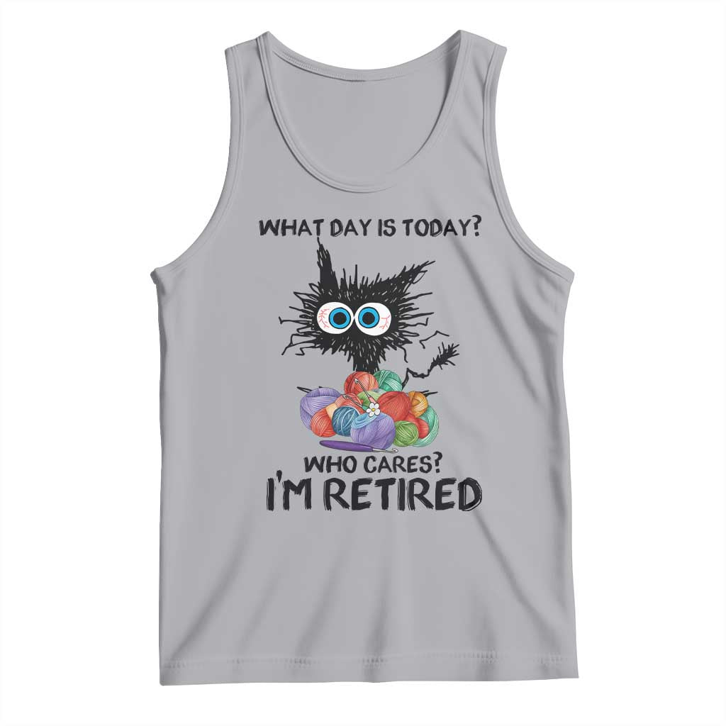 Funny Retired Cat Crochet Tank Top What Day Is Today Who Cares I Am Retired - Wonder Print Shop