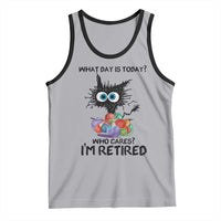 Funny Retired Cat Crochet Tank Top What Day Is Today Who Cares I Am Retired - Wonder Print Shop