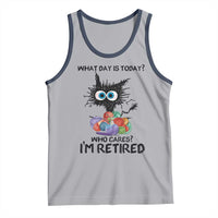 Funny Retired Cat Crochet Tank Top What Day Is Today Who Cares I Am Retired - Wonder Print Shop