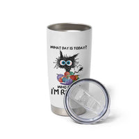Funny Retired Cat Crochet Tumbler Cup What Day Is Today Who Cares I Am Retired