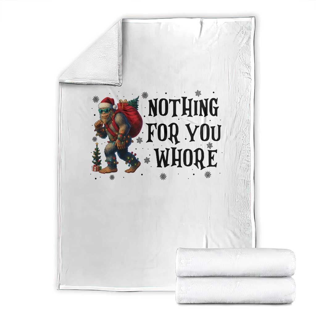 Funny Bigfoot Christmas Throw Blanket Nothing For You Whore Sasquatch - Wonder Print Shop