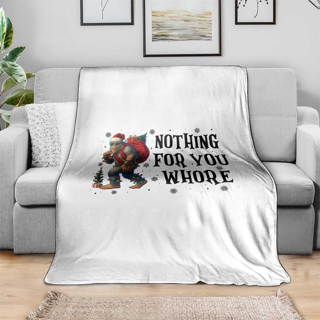 Funny Bigfoot Christmas Throw Blanket Nothing For You Whore Sasquatch - Wonder Print Shop