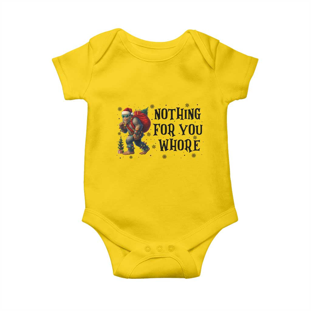 Funny Bigfoot Christmas Baby Onesie Nothing For You Whore Sasquatch - Wonder Print Shop