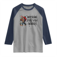Funny Bigfoot Christmas Raglan Shirt Nothing For You Whore Sasquatch - Wonder Print Shop